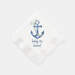 Servilleta De Papel Nautical Baby Shower Napkins   Anc de color azul