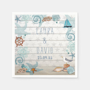 Servilleta De Papel Nautical Beach Wedding Paper Napkins