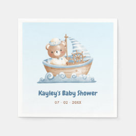 Servilleta De Papel Nautical Bear Boy Baby Shower Napkins Nacimientos