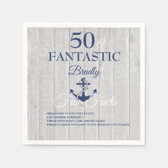 Servilleta De Papel Nautical Birthday Party Navy los datos de la diver (Anverso)