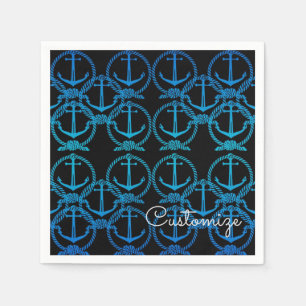 Servilleta De Papel Nautical Blue Anchor Motif Napkins