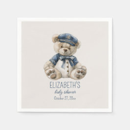 Servilleta De Papel Nautical Blue Baby Bear Baby Shower
