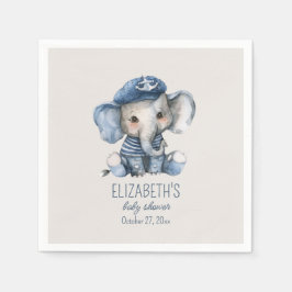 Servilleta De Papel Nautical Blue Baby Elephant Baby Shower