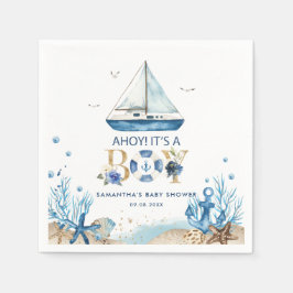 Servilleta De Papel Nautical Blue Boat Ahoy es un niño Baby Shower