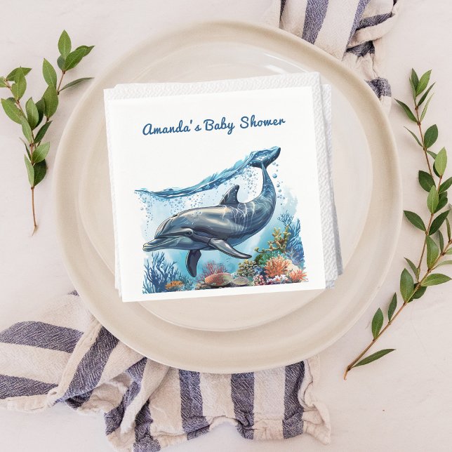 Servilleta De Papel Nautical Blue Boy Under Sea Baby Shower (Subido por el creador)