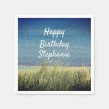 Nautical Blue Happy Birthday Beach Landscape