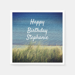 Servilleta De Papel Nautical Blue Happy Birthday Beach Landscape