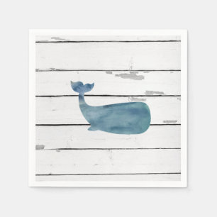 Servilleta De Papel Nautical Blue Whale Shiplap Rústica Decoración