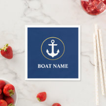 Nautical Bote Name Anchor Blue Gold Coctail