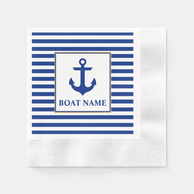 Servilleta De Papel Nautical Bote Name Anchor Striktail (Anverso)