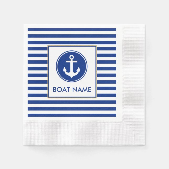 Servilleta De Papel Nautical Bote Nombre Fiestas Napkins (Anverso)