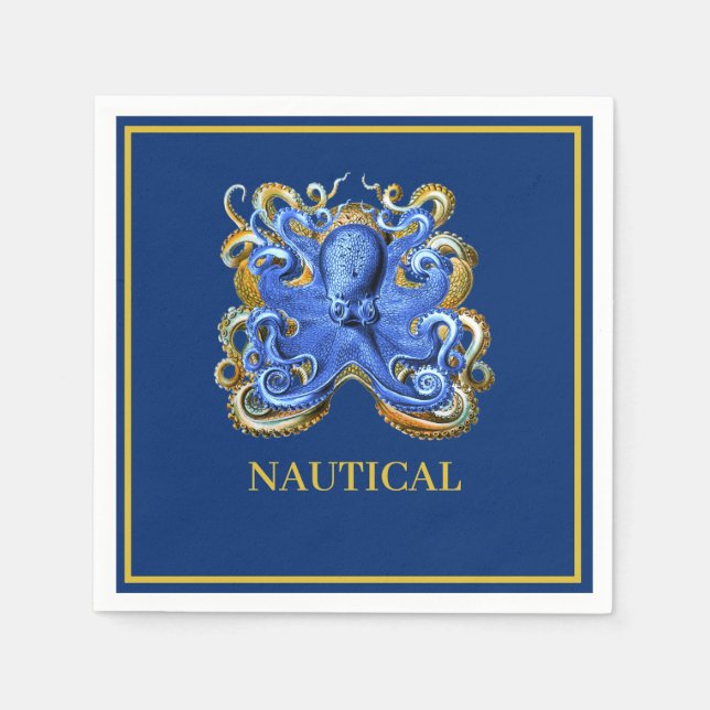Servilleta De Papel Nautical Bote Octopus Personal Marine (Anverso)