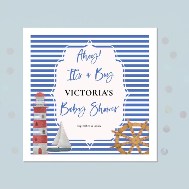 Servilleta De Papel Nautical Boy Baby Shower (Subido por el creador)