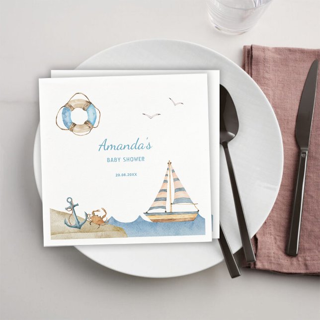 Servilleta De Papel Nautical Boy Baby Shower (Subido por el creador)