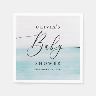 Servilleta De Papel Nautical Boy Baby Shower   Costa azul acuarela