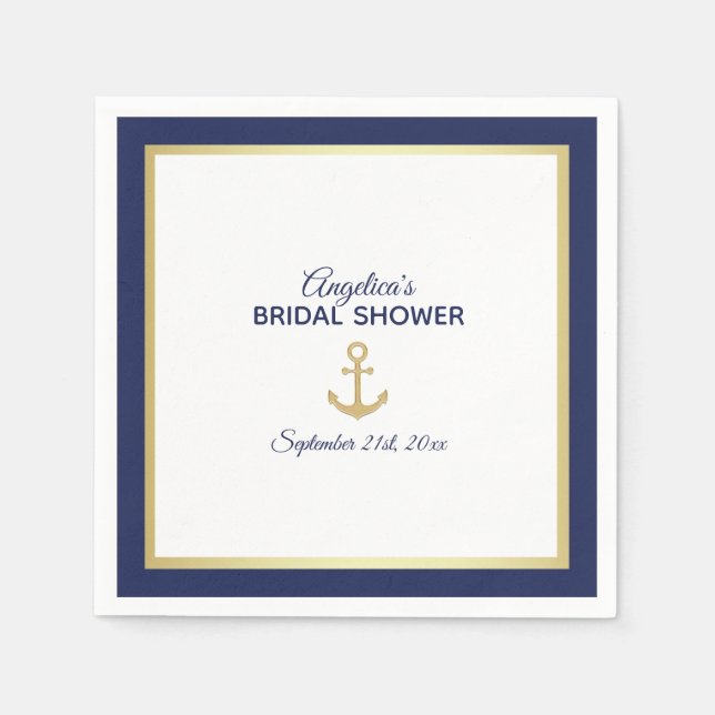 Servilleta De Papel Nautical Bridal Shower (Anverso)