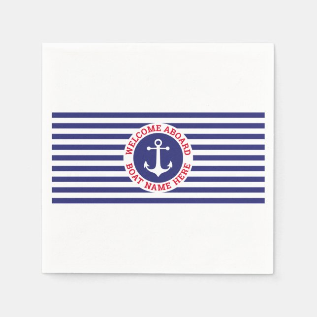 Servilleta De Papel Nautical Design with Navy Stripes (Anverso)