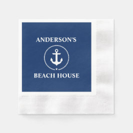 Servilleta De Papel Nautical Family Name Beach House Navy Blue C