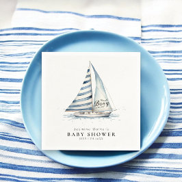 Servilleta De Papel Nautical fun  "Nauti-Bouy" Sailboat baby shower