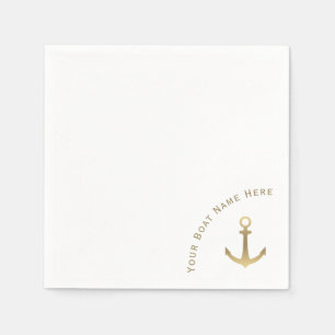 Servilleta De Papel Nautical Gold Anchor - Nombre del barco
