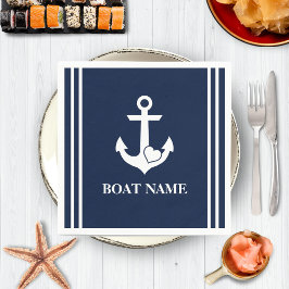 Servilleta De Papel Nautical Heart Anchor Personalizado Bote Nombre Ma