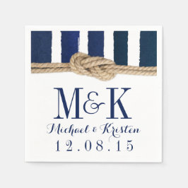 Servilleta De Papel Nautical Knot Navy Stripes Bodas Napkins