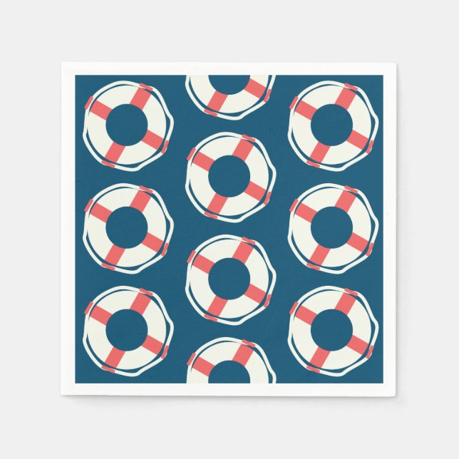 Servilleta De Papel Nautical Lifesaver Baby Shower Boy Ocean Birday (Anverso)
