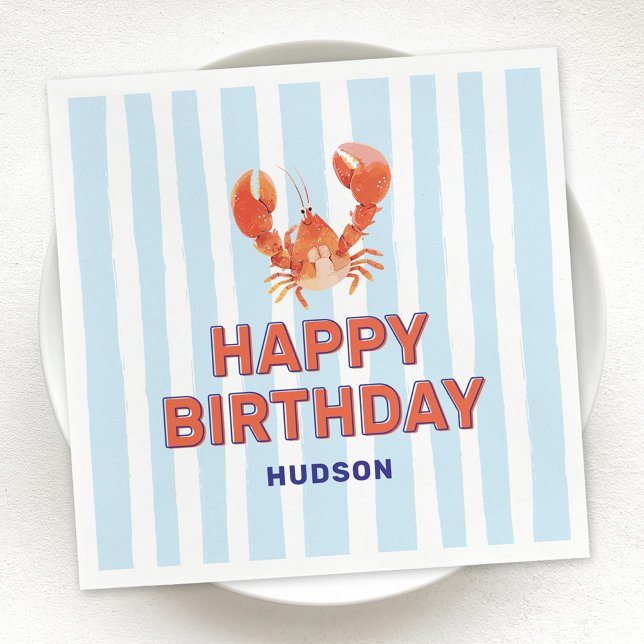 Servilleta De Papel Nautical Lobster Kids Happy Birthday (Subido por el creador)