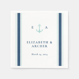 Servilleta De Papel Nautical Monograma Boda Cocktail Napkin