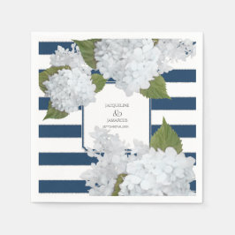 Servilleta De Papel Nautical Naval Rayada Hidrangea Blanca Floral