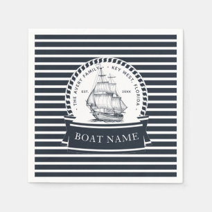 Servilleta De Papel Nautical Navy Blue Modern Personalizado
