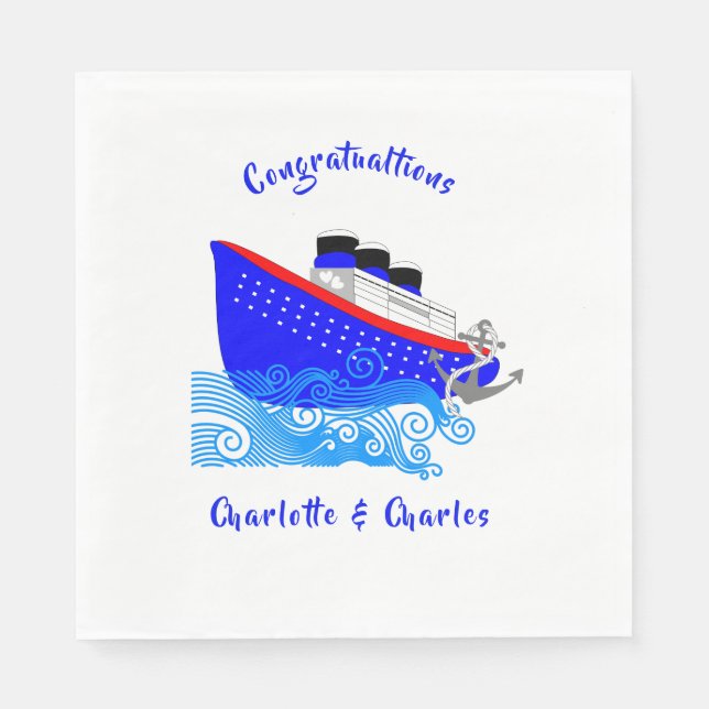 Servilleta De Papel Nautical Personalizada de cruceros (Anverso)