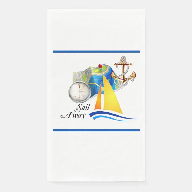 Servilleta De Papel Nautical Sail Away   (Anverso)