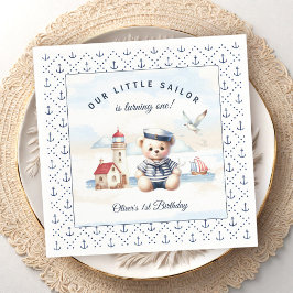 Servilleta De Papel Nautical Sailor Cute Bear Napkins Nacimiento