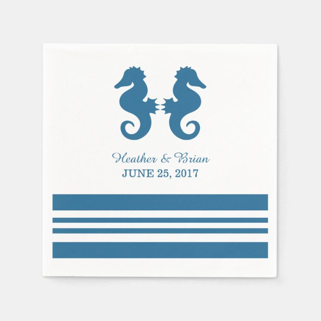 Servilleta De Papel Nautical Seahorse Paper Napkins (Anverso)