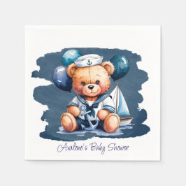 Servilleta De Papel Nautical Teddy Bear Delight Boy Baby Shower