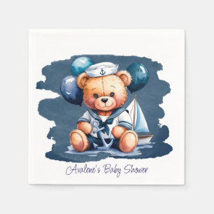 Servilleta De Papel Nautical Teddy Bear Delight Boy Baby Shower