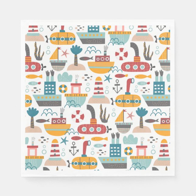 Servilleta De Papel Nautical Tema Napkins (Anverso)