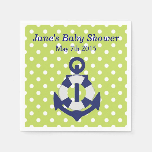 Servilleta De Papel Nautical Themed Boy Baby Shower Napkins (Anverso)