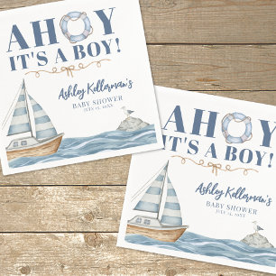 Servilleta De Papel Náutico Ahoy Es Un Niño Baby Shower