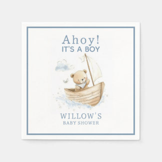 Servilleta De Papel Náutico Ahoy Es Un Niño Barco De Vela Baby Shower
