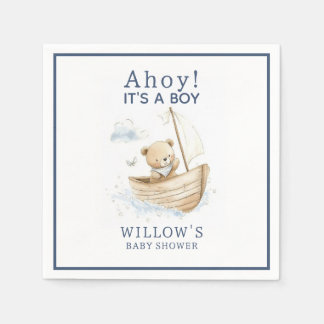 Servilleta De Papel Náutico Ahoy Es Un Niño Barco De Vela Baby Shower