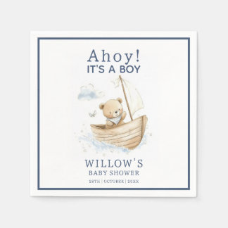 Servilleta De Papel Náutico Ahoy Es Un Niño Barco de Vela Baby Shower