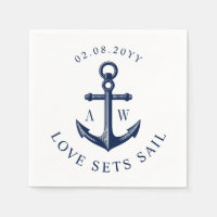 Nautico Anchor Love Set Sail Personalizado Monogra