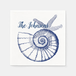 Servilleta De Papel Nautilus Seashell & Starfish Marine Life Personali