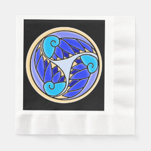 Servilleta De Papel Nautilus y hojas de palma - 3 azules, amarillo, ne