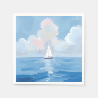 Servilleta De Papel Navegando en Azul | Pintura del Océano de Velero C