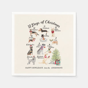 Servilleta De Papel Navidad 12 perros de firma de la fiesta de Navidad