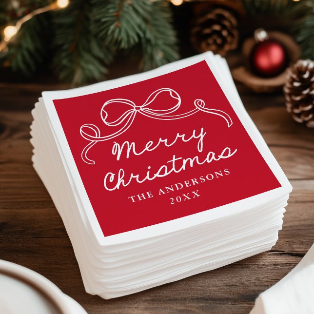 Servilleta De Papel Navidad Alegre Arco Rojo Dibujado a Mano Caprichos (Subido por el creador)