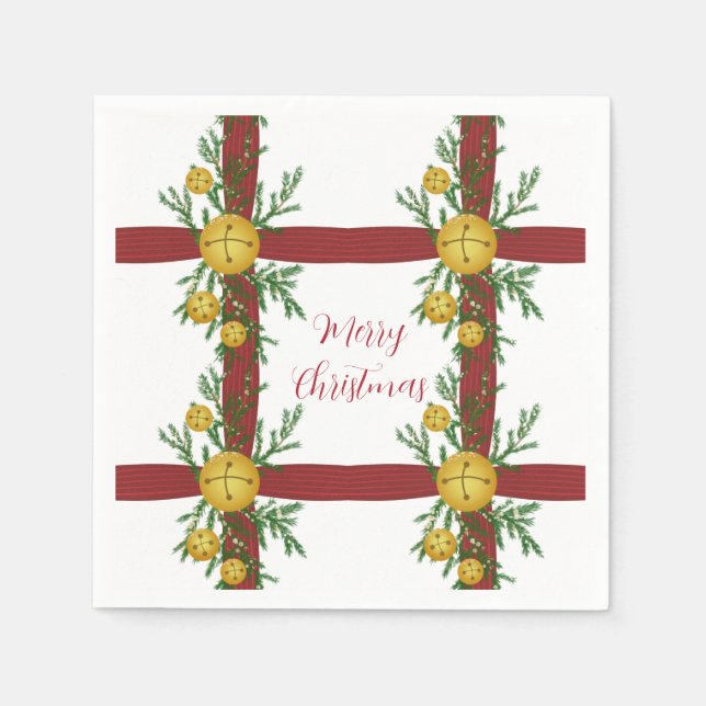 Servilleta De Papel Navidad Alegre Campana Vintage (Anverso)